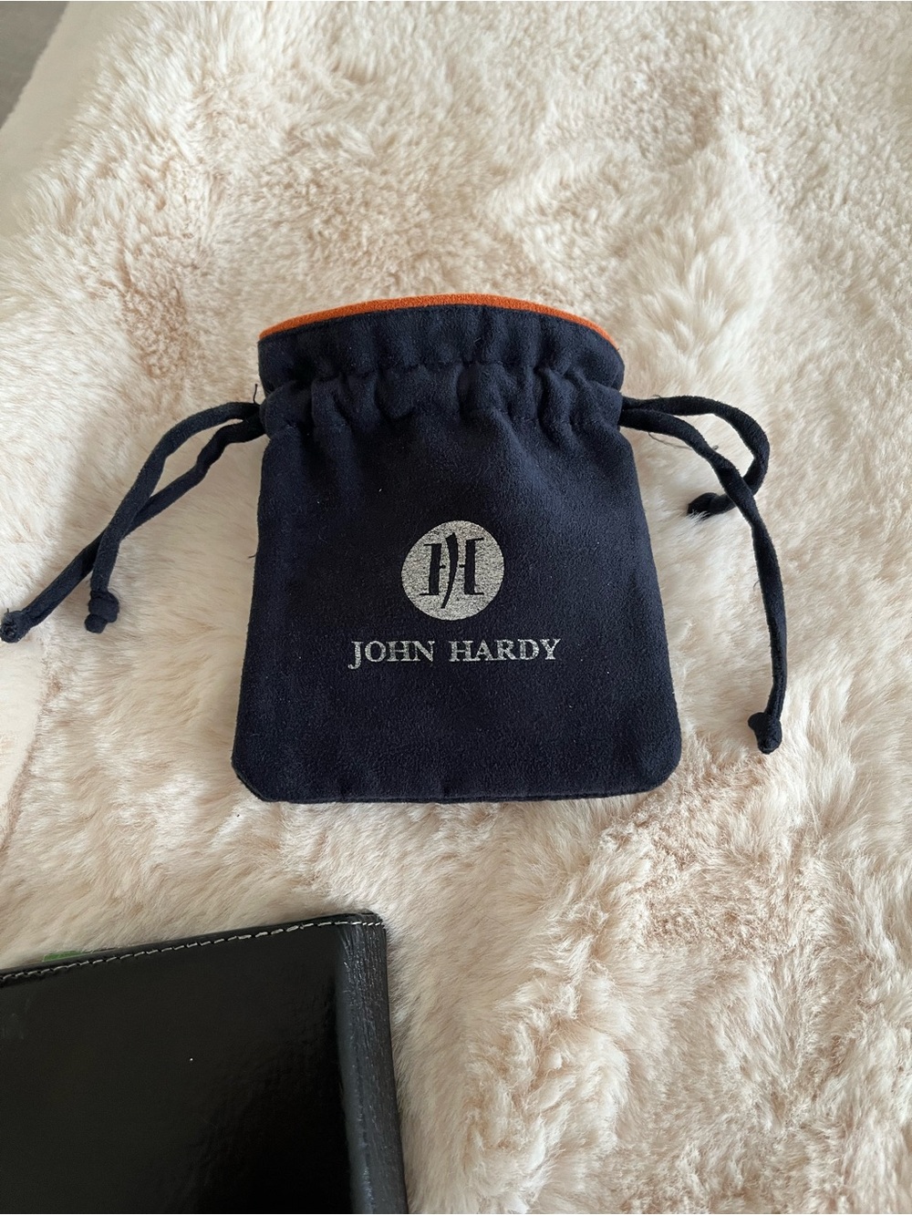 John Hardy Navy Drawstring Suede Jewelry Storage Pouch